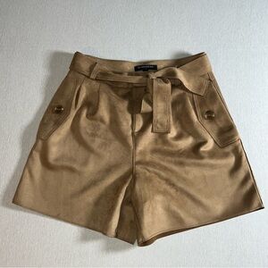 Banana Republic Faux Suede High-Waisted Cappuccino Camel Brown Shorts, Size 2
